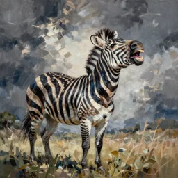 laughing zebra. art by chuck close