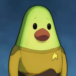 an avocado wearing a starfleet uniform