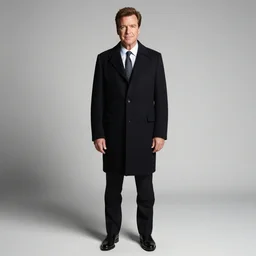 1 9 9 8 andy richter wearing a black wool coat and necktie standing on the streets of chicago at night in winter, holding shopping bags, dynamic lighting, holiday season.