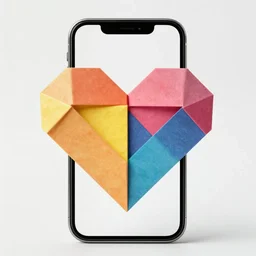 torn in two, origami, heart, colorful, shot on an iphone, 4 k, photography studio 1 3