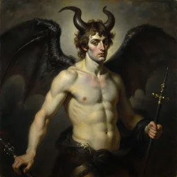 neoclassical portrait of satan, by jacques - louis david, by greg rutkowski, by zdzisław beksinski, trending on artstation, featured on pixiv, masterpiece, oil on canvas, cinematic composition, beautiful lighting,
