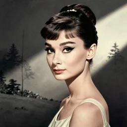 audrey hepburn as orian in the style of modern bijin-ga, by Shimura TATSUMI, Ichiro Tsuruta