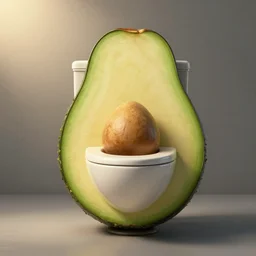 : avocado shaped toilet, cinematic lighting, hyper - realistic, detailed, marcel duchamp, render by c 4 d octane, unreal engine, 8 k 3 d render