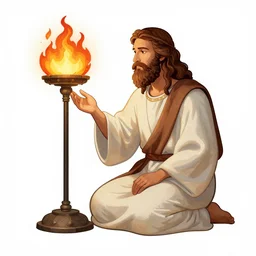 A calligraphic illustration of Moses with the burning bush