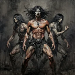emotional movement of muscle panthers, ink painting, in style of thawan duchanee, high quality,