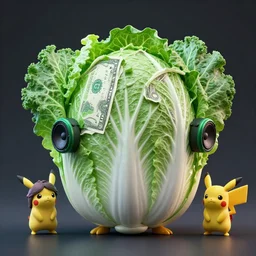high quality 3 d render very cute money cabbage! cabbage leaves as dollars!! kale! incorporated speakers!, cyberpunk highly detailed, unreal engine cinematic smooth, in the style of blade runner & detective pikachu, hannah yata charlie immer, moody light, low angle, uhd 8 k, sharp focus