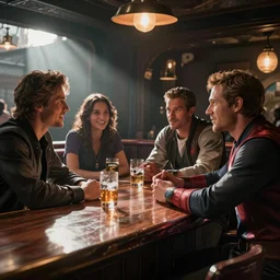 The Avengers at a bar