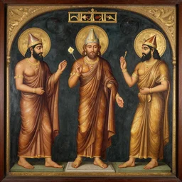 hindu monks on greek senete baroque painting