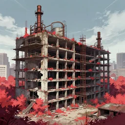 a beautiful ultradetailed anime illustration of unfinished building abandoned building architecture school urbex industrial architecture city by ben van berkel, gem nature infrared assassin's creed, archdaily, wallpaper, highly detailed, trending on artstation.