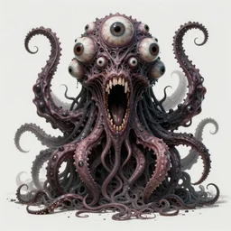 shoggoth, eldritch horror, tentacles, gaping maw, multiple eyeballs, ultra detailed 8k render, album art by 23 Envelope