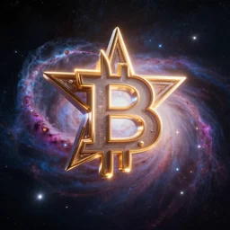 bitcoin star system, space, volumetric light, 4 k, nebula, stars