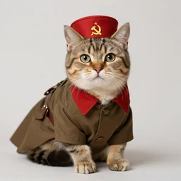 soviet cat using soviet clothes photorealistic