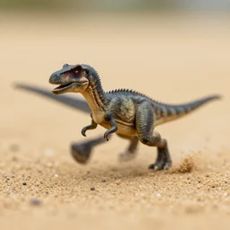 kodak portra 4 0 0, 5 0 mm leica summicron f 1. 2, action photography, macro, dirty lenses, award winning photo of a tiny dinosaur running fast on the sand, fast shutter speed, motion blur, tiny gaussian blur, highly detailed, highly intricate, depth of field, national geographic