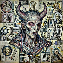 cinematic masterpiece bust portrait of a gothic degenerate cyberpunk trader demon, head and bust only, by Wayne Barlowe, by Leonardo DaVinci, by Tim Hildebrandt, by Bruce Pennington, by Zdzisław Beksiński, by Paul Lehr, oil on canvas, masterpiece, trending on artstation, featured on pixiv, cinematic composition, astrophotography, dramatic pose, beautiful lighting, sharp, details, details, details, hyper-detailed, no frames, HD, HDR, 4K, 8K