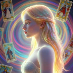 side portrait!, imogen poots paladin, gloomhaven, soft, smooth, luminescent, art nouveau tarot, backlit glow, colorful swirly ripples, gaudy colors, aesthetic octane render, unreal engine, 8 k, by greg rutkowski, jesper ejsing, rhads, lois van baarle, ilya kuvshinov