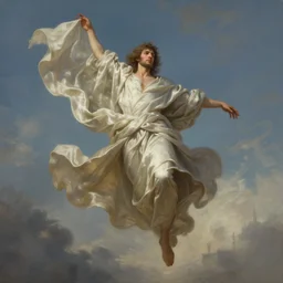 falling king of sky draped in silk, d & d, fantasy, highly detailed, portrait, digital painting, trending on artstation, concept art, sharp focus, illustration, art by albert pinkham ryder and granville redmond and edith loring getchell