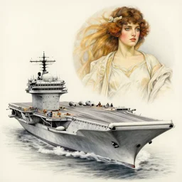 hyperrealist pencil sketch of an aircraft carrier jeremy mann and alphonse mucha, fantasy art, drawing, dynamic lighting, artstation, poster, volumetric lighting, very detailed faces, 4 k, award winning