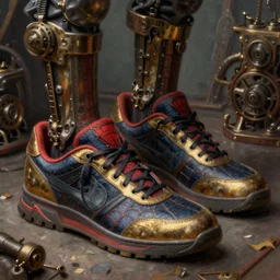spider man sneakers, regal, realistic, refined, detailed, digital art, jessica rossier, michael cheval, esao andrews, steampunk, walt disney, francois boucher, oil painting, highly detailed, cinematic lighting, unreal, natural tpose