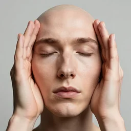photo of a human face made of hands