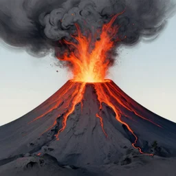 volcano eruption, artwork by hiroshi yoshida