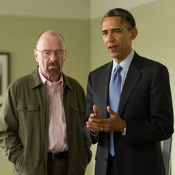film still of Obama making meth with Walter White in Breaking bad in season 1 episode 6, 4k, photorealistic faces