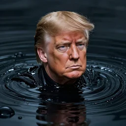 donald trump's head emerging from a pool of viscous black ferrofluid, dressed as barron vladimir harkonnen from dune, futuristic, cinematic - n 4