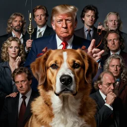head and shoulders vogue photo portrait of donald trump as an anthropomorphic dog, d & d, fantasy, greg rutkowski, frank frazetta, alexandre chaudret, boris vallejo, michael whelan, miro petrov, hr giger, magali villeneuve, donato giancola