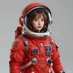 beautiful girl in red spacesuit with helm, studio photo portrait, artstation, advanced digital painting, safebooru, 8k