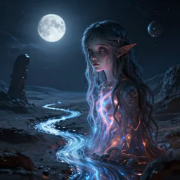 a fantastic hyperdetailed 3 d matte painting of a stream of energy comes out of the soul of a dying girl on an alien planet under arctic moonlight by dramatic lighting chiaroscuro art by krenz cushart and wenjun lin
