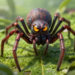 a humanoid figure spider monster with large amber eyes, highly detailed, digital art, sharp focus, trending on art station, plant, anime art style