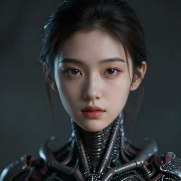 beautiful girl with human face and xenomorph body, cute - fine - face, pretty face, realistic shaded perfect face, fine details, 8 k, moody lighting, cinematic lighting,