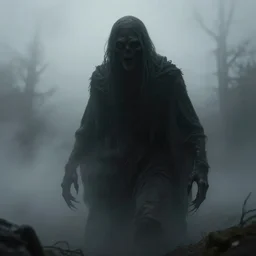 Shadowy nightmare creature in the style of HR Geiger, dark, creepy, fog, 8k