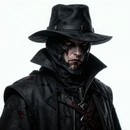A closeup of a Plague Doctor by Greg Rutkowski, Bloodborne, 4k photorealistic, volumetric lighting, HD, high details, dramatic, dark atmosphere, trending on artstation