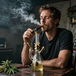 mark mcgown smoking cannabis from a bong
