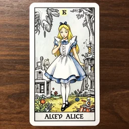 Psycho Alice in wonderland tarot card , pen and ink, intricate line drawings, by Yoshitaka Amano, Ruan Jia, Kentaro Miura, Artgerm, watercolor