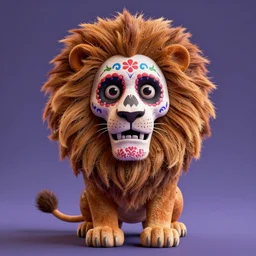 a 3 d render of de los muertos portrait of a feral lion in the style of the movie coco ( 2 0 1 7 )