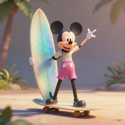 🏄, pixar, disney, 8 k, hd, dof, kodak film, volumetric lighting, subsurface scattering, iridescent, photorealistic, octane render