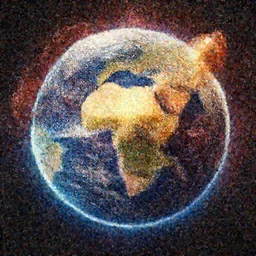 An epic cinematic film still of the Earth exploding.