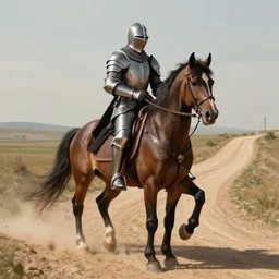 hyper realistic knight riding a horse on a long dirt road, illustrated by greg rutkowski, beautiful volumetric lighting, intricate, ultra detailed, photorealistic, trending on artstation, octane render, 8 k
