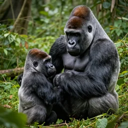 pov of a silverback gorilla who needs to teach his confused son about the jungle