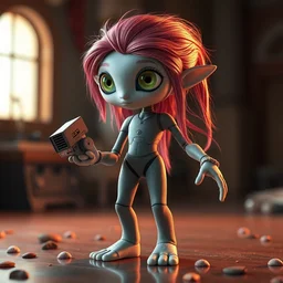 full body character, if eve ( from wall - e ) and bob razowski had a baby, trending on artstation, digital painting, nendroid, anime, disney, pixar, 8 k, hd, dof, kodak film, volumetric lighting, subsurface scattering, photorealistic, octane render, extreme details