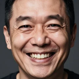 trollface as a real person, wrinkles, huge smile, high quality, studio lighting, sigma 8 5 mm, close up photo