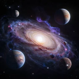 otherwordly space with planets and alot of stars hyperrealistic, galaxy, octane render, 3 d, unreal engine 5 render, realistic, photorealistic