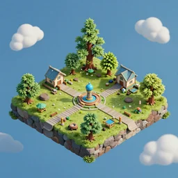isometric environment in the sky, 3d art, amazing detail, artstation