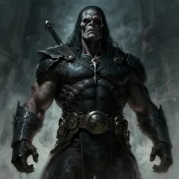 low - angle shot portrait of he - man, dark and mysterious and eerie and ominous character, cinematic, epic, highly detailed, intricate, illustration, artwork by marcus whinney and greg rutkowski