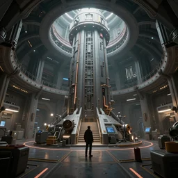 nuclear reactor interior scene sci - fi game environment, octane render, hyper detailed, 8 k, movie still, artstation, unreal engine