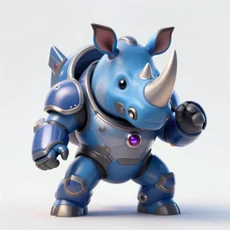 An adorable blue rhino wearing galactic battle armor, action pose, highly detailed, digital painting, artstation, concept art, smooth, sharp focus, studio light, by Justin Gerard and Jason Chan and riot studios,