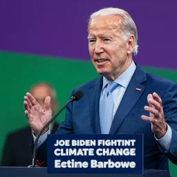 joe biden fighting climate change by wayne barlowe blue green purple color palette very detailed clear focus