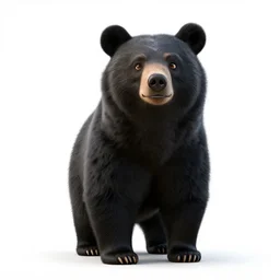 elderly black bear, stylized pixar-style 3d render, full body, isolated on a pure white background, centered, entire subject in frame, sharp focus, soft studio lighting