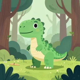 an illustration of a dinosaur del 6 in the woods, trending on artstation, central composition, very cartoon, shape focus, high detailed, by anton fadeev gc 0 5